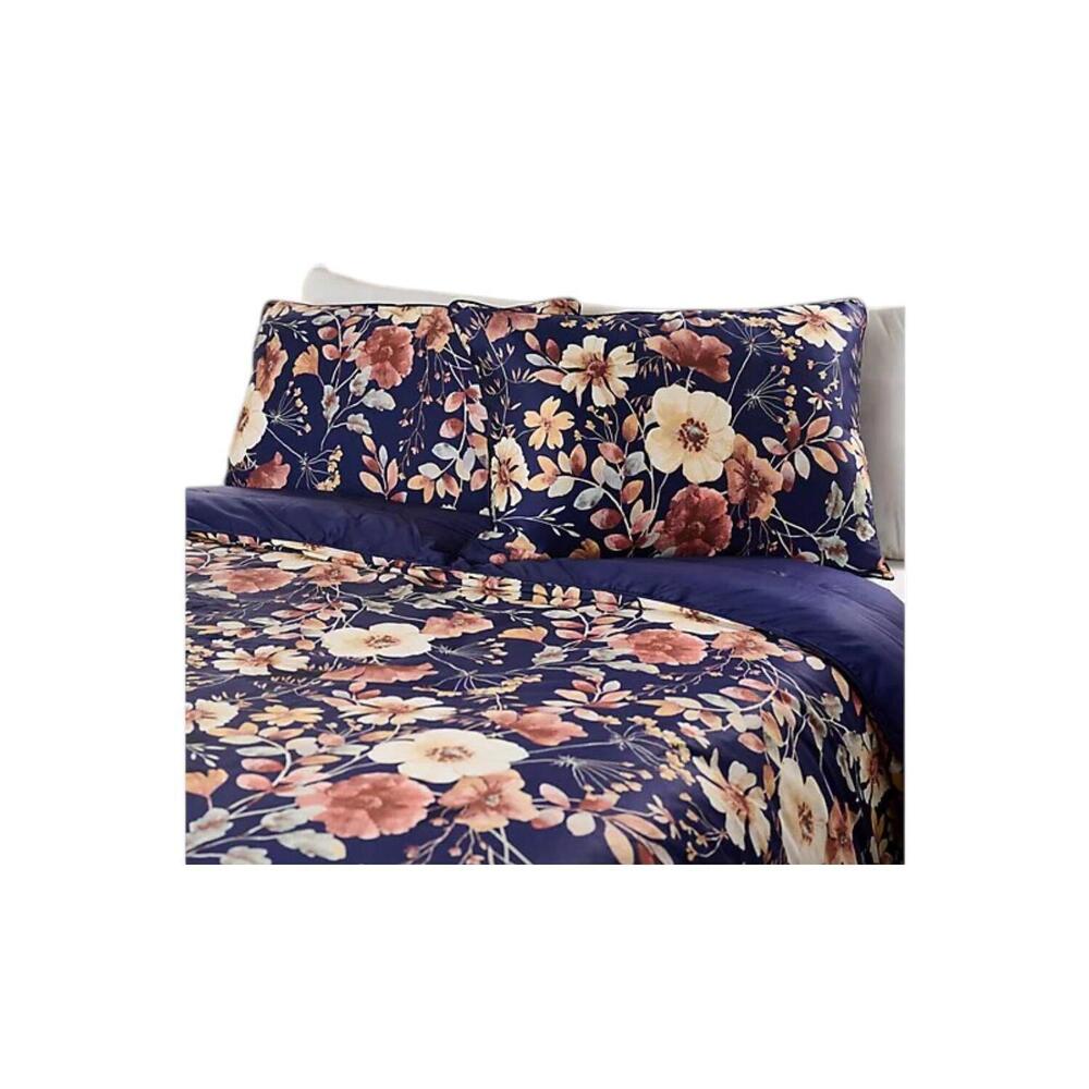 Northern Nights Painterly Floral Comforter & Sham Set Navy